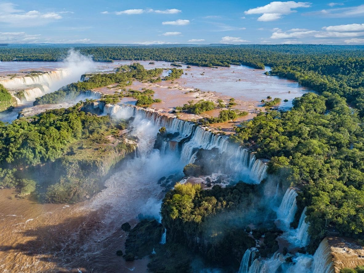 fm=f_xVOYZAj Aerial view of the Iguazu Falls. View over the Garganta del Diablo the Devil's Throat.